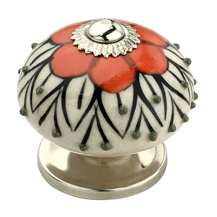 MascotHardware Stone Pattern 1 3/5" White/Black/Orange Knob Wayfair